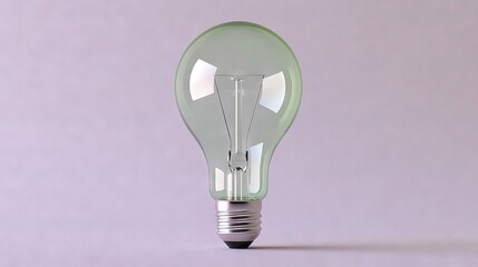   A green bulb sits atop a white table beside a purple wall, casting a shadow