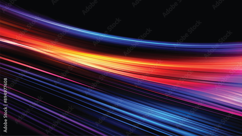 Poster colorful light trails with motion effect for animation and motion graphic. overlay neon light vector