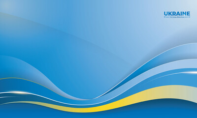 Waving abstract shape in shining blue and little yellow design with light blue background