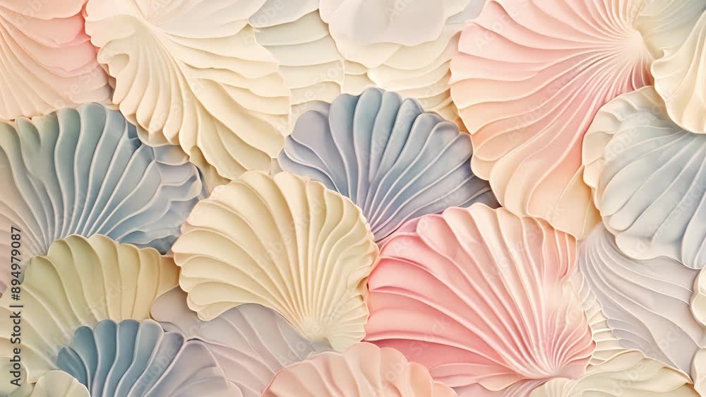 Poster the gentle rippling textures of fan shells create a whimsical and soothing pattern in this design wi