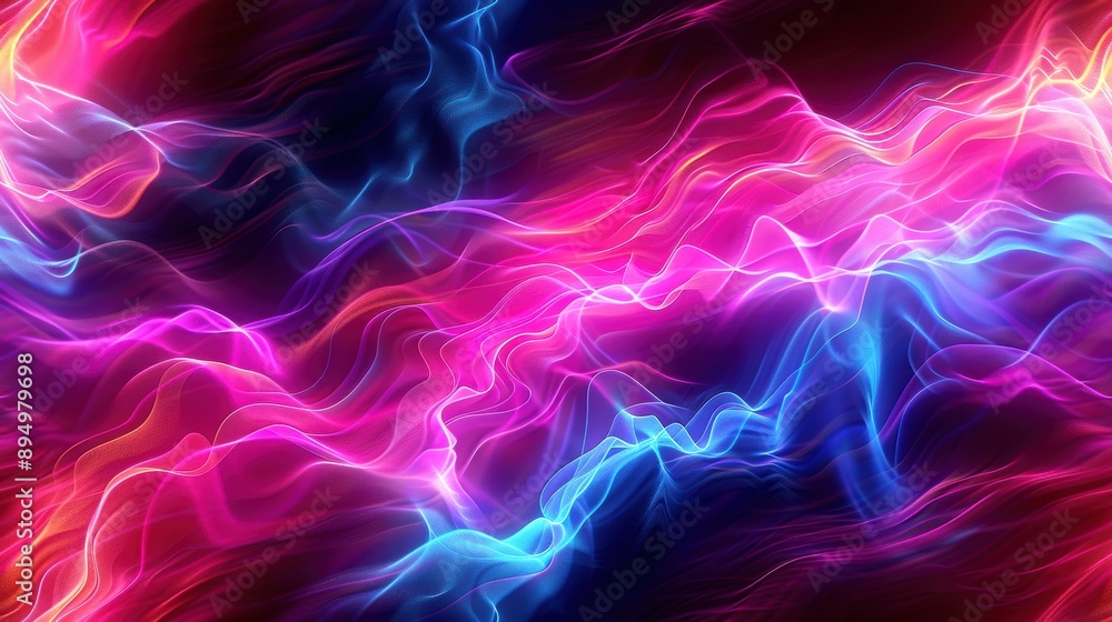 Aufkleber a vibrant abstract background showcasing flowing waves of pink and blue light, creating a dynamic an