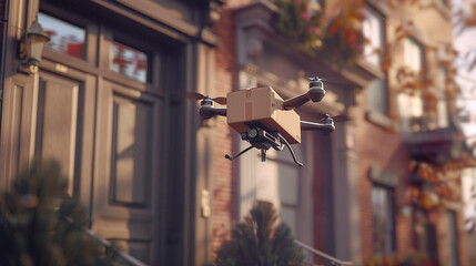 a drone delivering a package to a doorstep