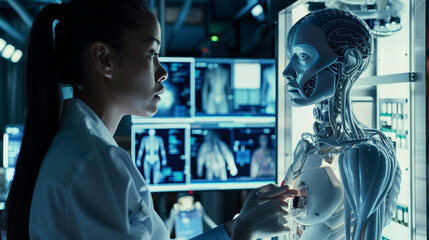 AI-powered healthcare assistant diagnosing a patient.