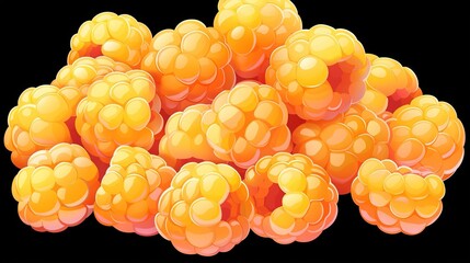   A close-up of orange balls against a black background