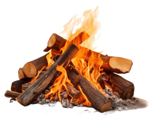 PNG Burning logs creating warm fire