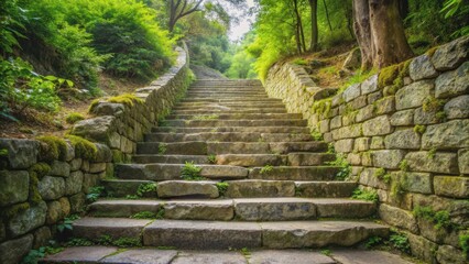 Obraz premium Stone stairs leading upwards in a natural setting, stone, stairs, steps, climb, architecture, pathway, walkway, outdoor