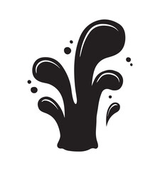 Water drops, black sea ocean waves stencil. Liquid elements, cry droplet icons vector set. Ink, sauce, river isolated splashes	
