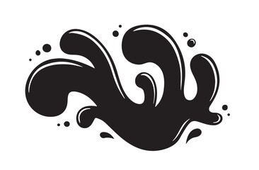 Water drops, black sea ocean waves stencil. Liquid elements, cry droplet icons vector set. Ink, sauce, river isolated splashes	
