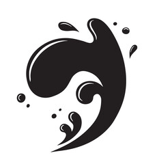 Water drops, black sea ocean waves stencil. Liquid elements, cry droplet icons vector set. Ink, sauce, river isolated splashes	
