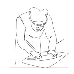 One continuous single drawing line art flat doodle  flour, homemade, kitchen, dough, cooking, food, preparation, bakery, chef, horizontal. Isolated image hand draw contour on a white background