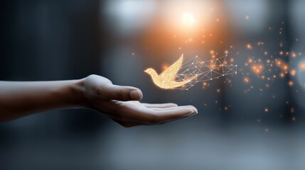Virtual Golden Phoenix Rising from Digital Ashes Symbolizing Crypto Market Rebound