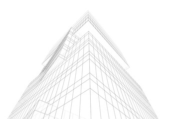 Modern building architectural 3d rendering 3d illustration