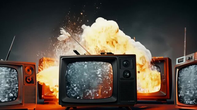 old tv set explosion