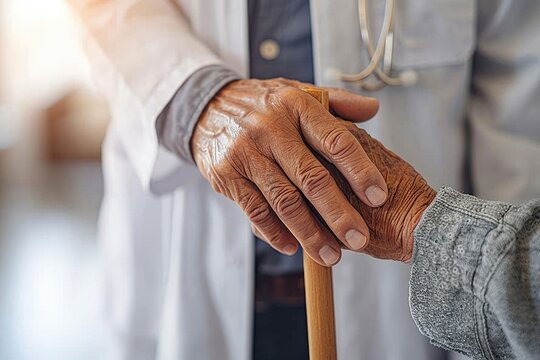 Doctor providing special care for senior with Alzheimers syndrome.