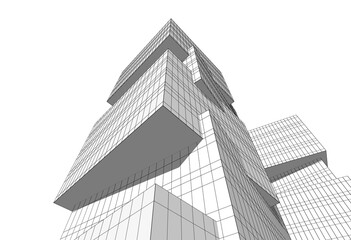 Fototapeta premium Modern building architectural 3d rendering 3d illustration
