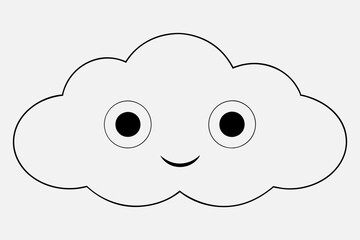 Cloud with White Background Vector Illustration, Cartoon, Clipart, and Line Art Design, Cloud vector illustration, cartoon, clipart, and line art with a white background