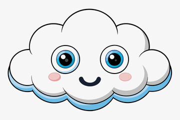 Cloud with White Background Vector Illustration, Cartoon, Clipart, and Line Art Design, Cloud vector illustration, cartoon, clipart, and line art with a white background