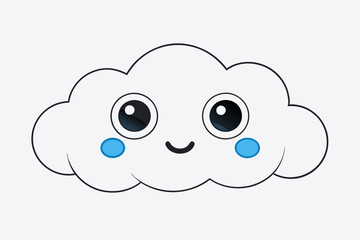 Cloud with White Background Vector Illustration, Cartoon, Clipart, and Line Art Design, Cloud vector illustration, cartoon, clipart, and line art with a white background