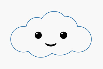 Cloud with White Background Vector Illustration, Cartoon, Clipart, and Line Art Design, Cloud vector illustration, cartoon, clipart, and line art with a white background