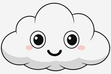 Cloud with White Background Vector Illustration, Cartoon, Clipart, and Line Art Design, Cloud vector illustration, cartoon, clipart, and line art with a white background