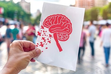 Memory loss and dementia concept with Alzheimers disease illustration.