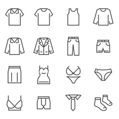 Clothing Icons Vector line icons