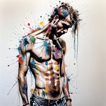 Hombre triste, deprimido, desesperanzado, cabizbajo, sufre un duelo, los colores denotan esperanza,