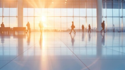 Obraz premium A group of people walking in a large