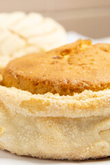 Fotografía de Pan mexicano en tomas generales y a detalle, con fondo blanco 