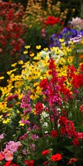 Obraz premium Colorful Flowers Blooming in a Garden