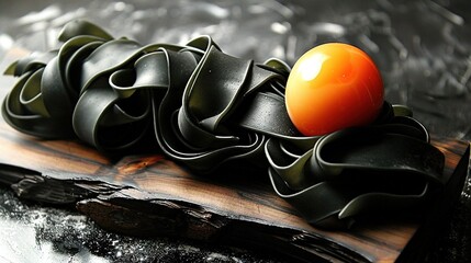   A tight shot of a fruit on a chopping block, featuring a juicy tomato at its center