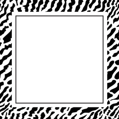 Square empty frame on white background. Black spots. White and black colors.