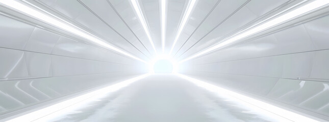 White background  room light abstract space  tunnel stage floor. Empty white future 3D neon background studio futuristic corridor render modern interior silver road black wall design gray 