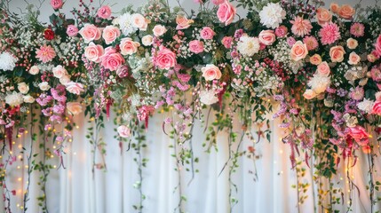 Fototapeta premium Floral wedding backdrop and decoration