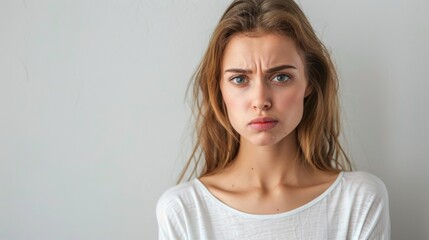 Fototapeta premium woman with confused face on white background