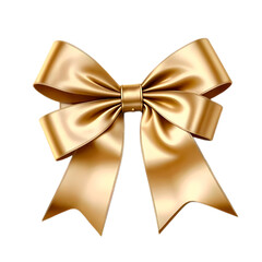 Double gold bow on a transparent background