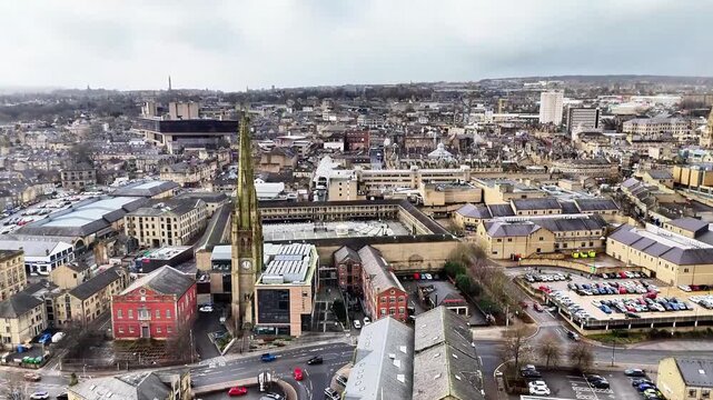 Halifax piece hall aerial view 4K video