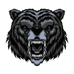 Roaring bear head mascot.	