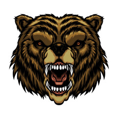 Roaring bear head mascot.	