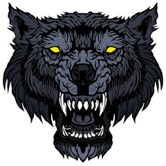 Head of a growling wolf.	