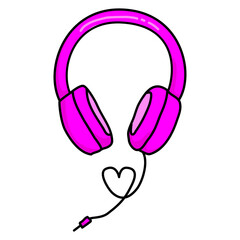 Cute Hand draw Headphone Icon Vector PNG Transparent Background