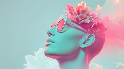 A woman with a flowery headdress and sunglasses