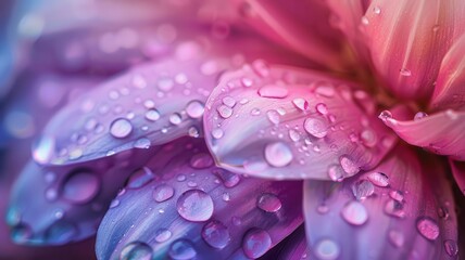 Detailed flower petals with water drops, macro focus, natural beauty