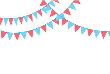 Fototapeta premium Carnival garland with flags. Decorative colorful party pennants for birthday celebration, festival and fair decoration. Vector illustration. EPS 10