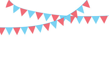 Obraz premium Carnival garland with flags. Decorative colorful party pennants for birthday celebration, festival and fair decoration. Vector illustration. EPS 10