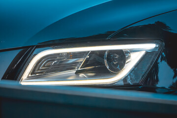 glowing led lamp in a modern car.