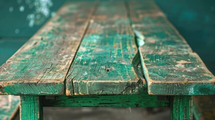 Green wooden table for educational purposes