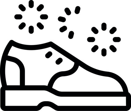recommend clip art: Line drawing of a clean leather shoe shining with sparkling stars surrounding it