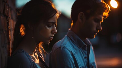 Naklejka premium Sad lovers breaking up