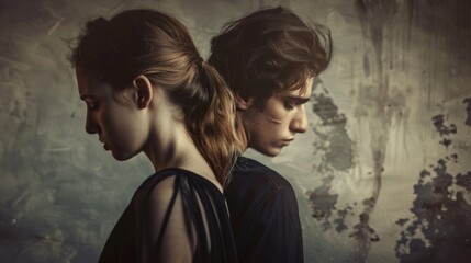 Sad lovers breaking up